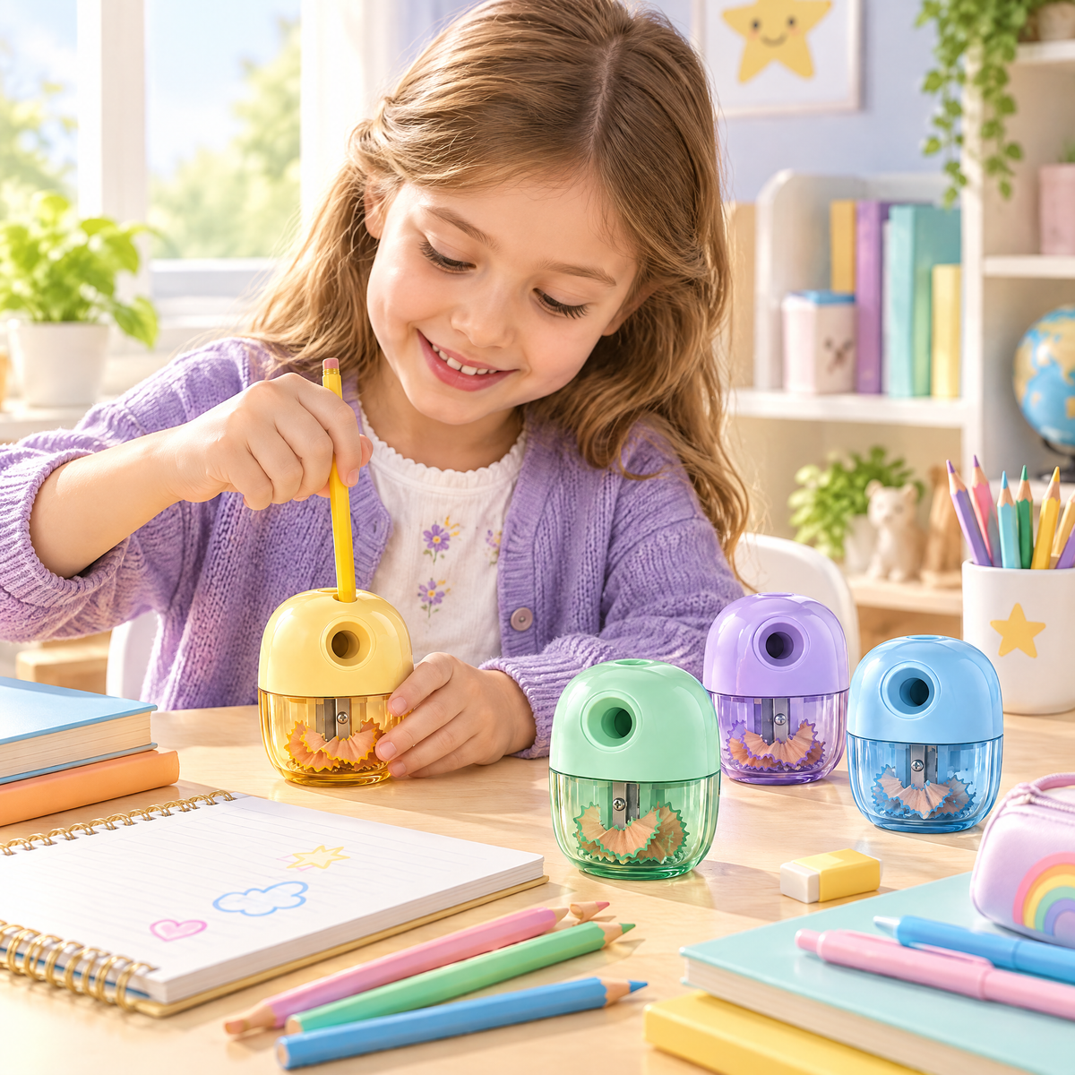 Lorqavien™ Pastel Pencil Sharpener with Shavings Container