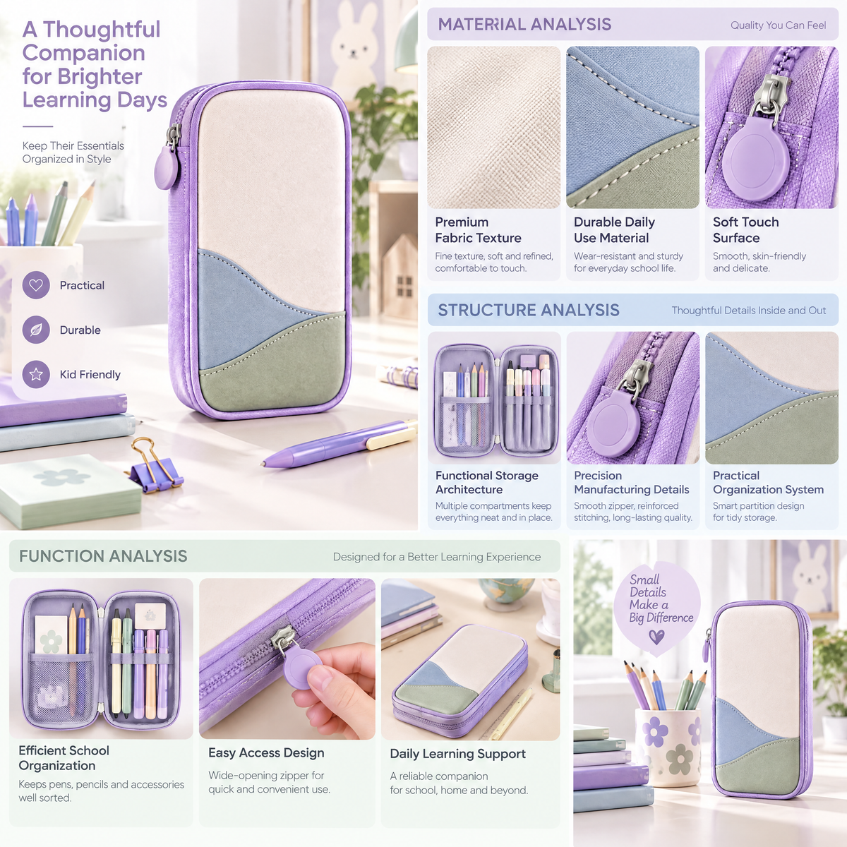 Lorqavien™ Pastel Zipper Pencil Case