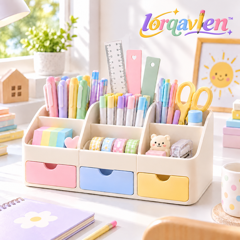 Lorqavien™ Multi-Compartment Desk Organizer with Drawers