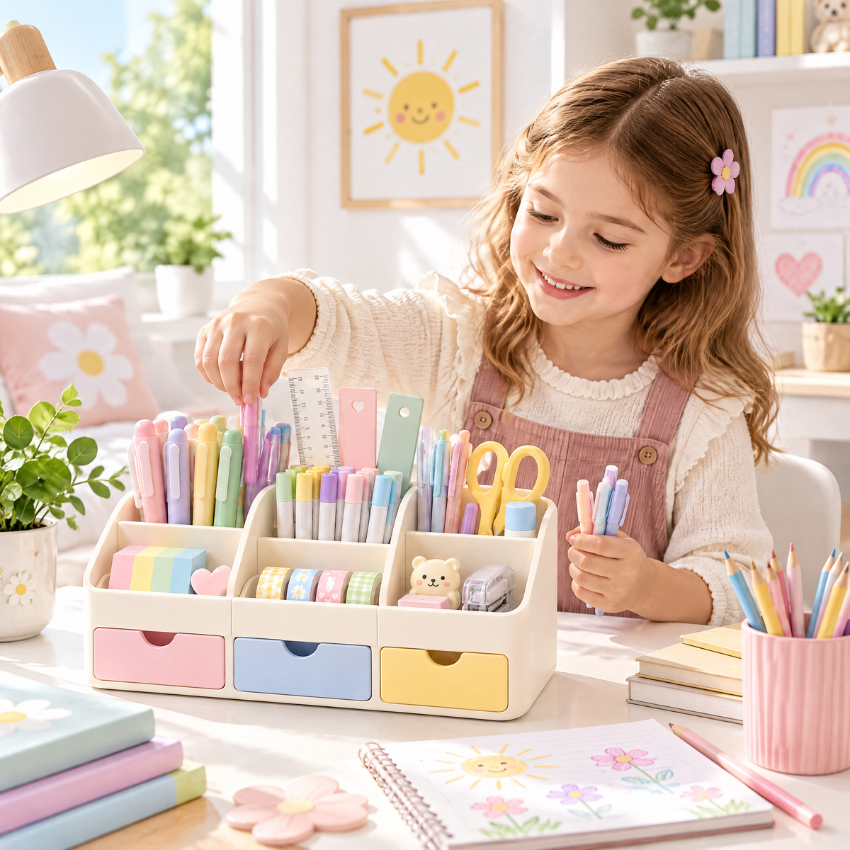 Lorqavien™ Multi-Compartment Desk Organizer with Drawers