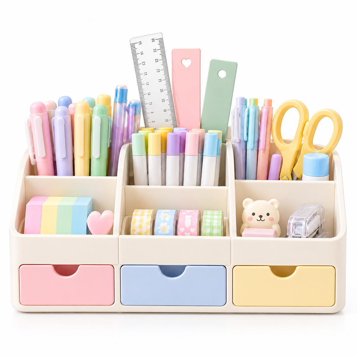 Lorqavien™ Multi-Compartment Desk Organizer with Drawers