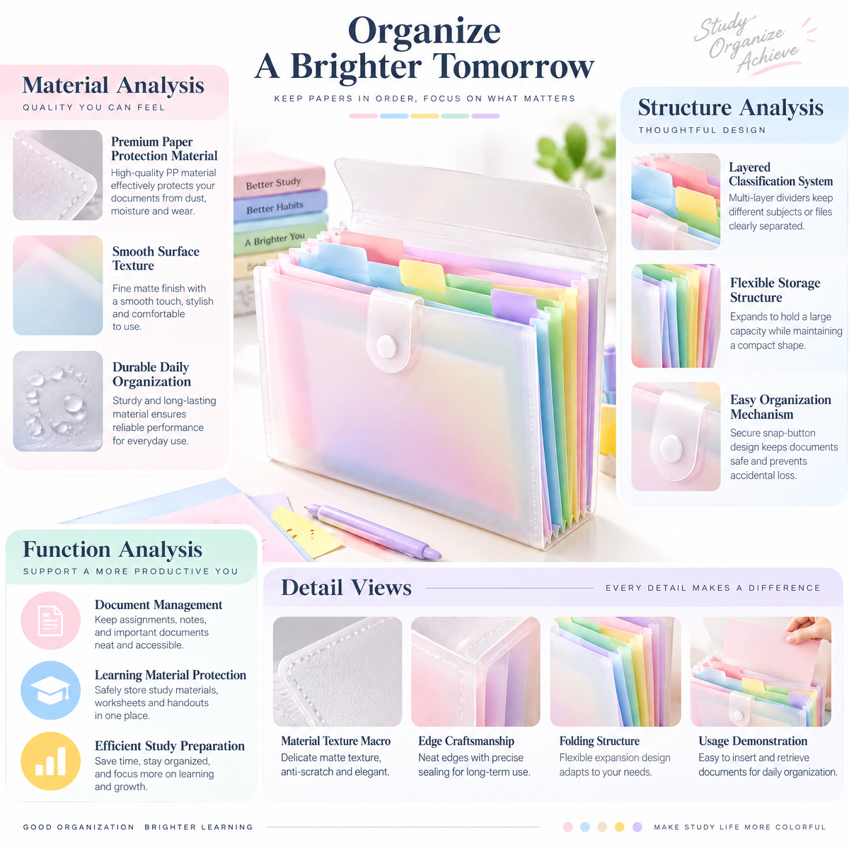 Lorqavien™ Pastel Accordion File Organizer