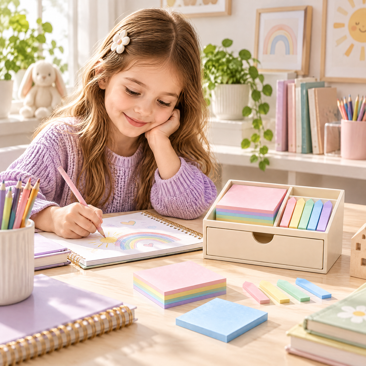 Lorqavien™ Pastel Sticky Notes & Page Flags Set