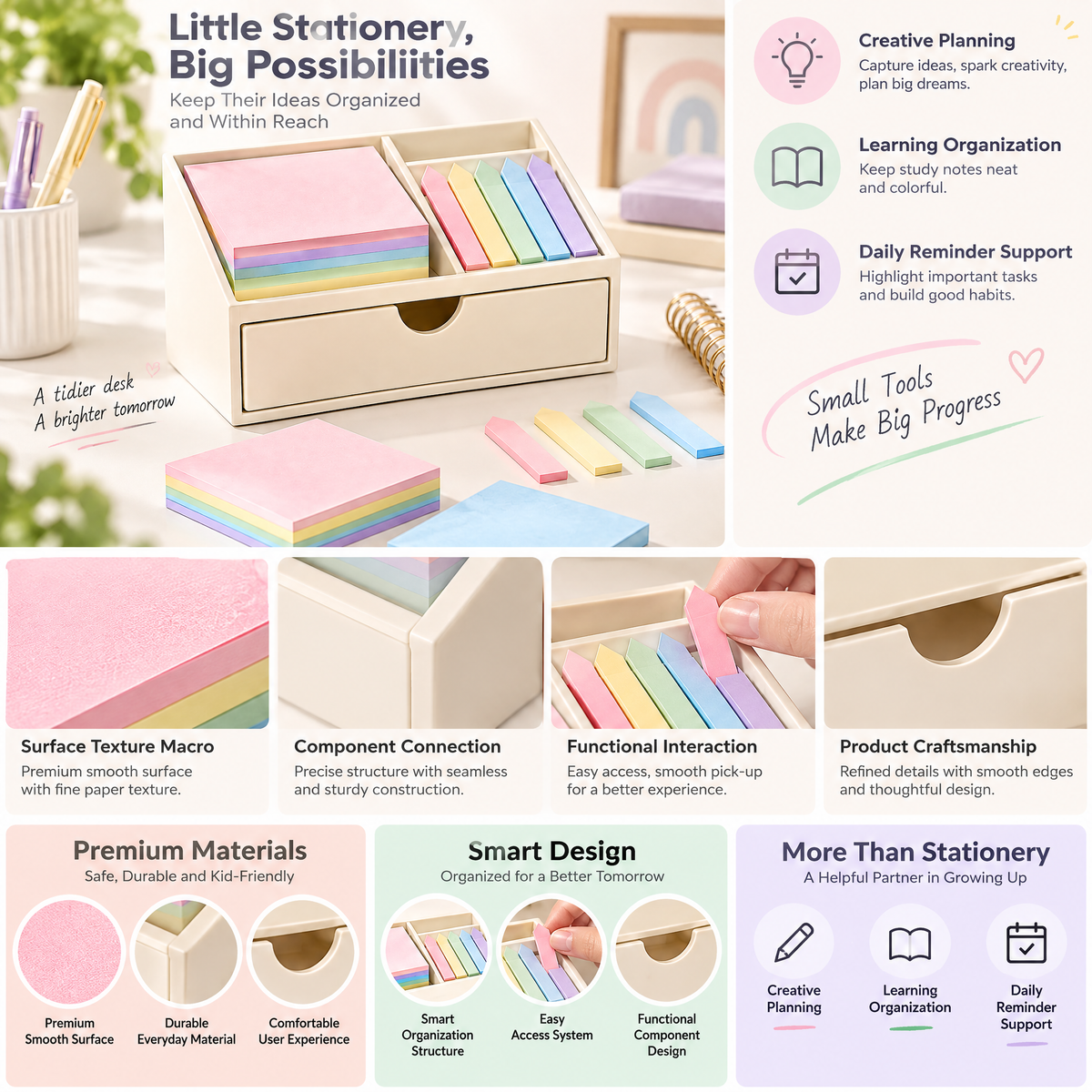 Lorqavien™ Pastel Sticky Notes & Page Flags Set