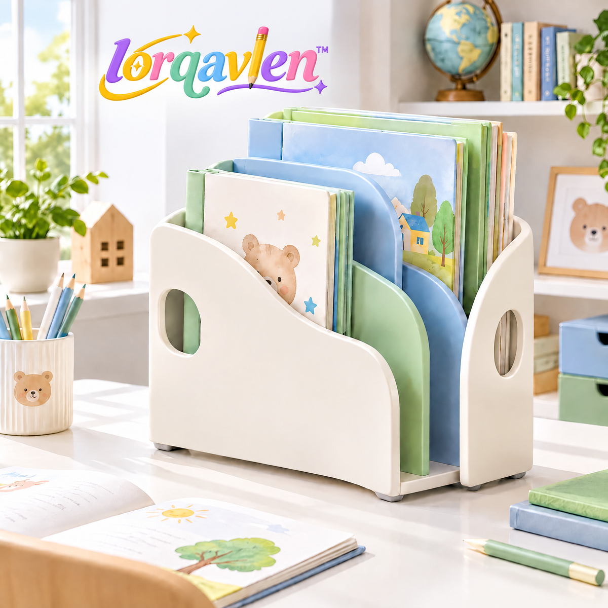 Lorqavien™ Multi-Slot Desktop Book Organizer